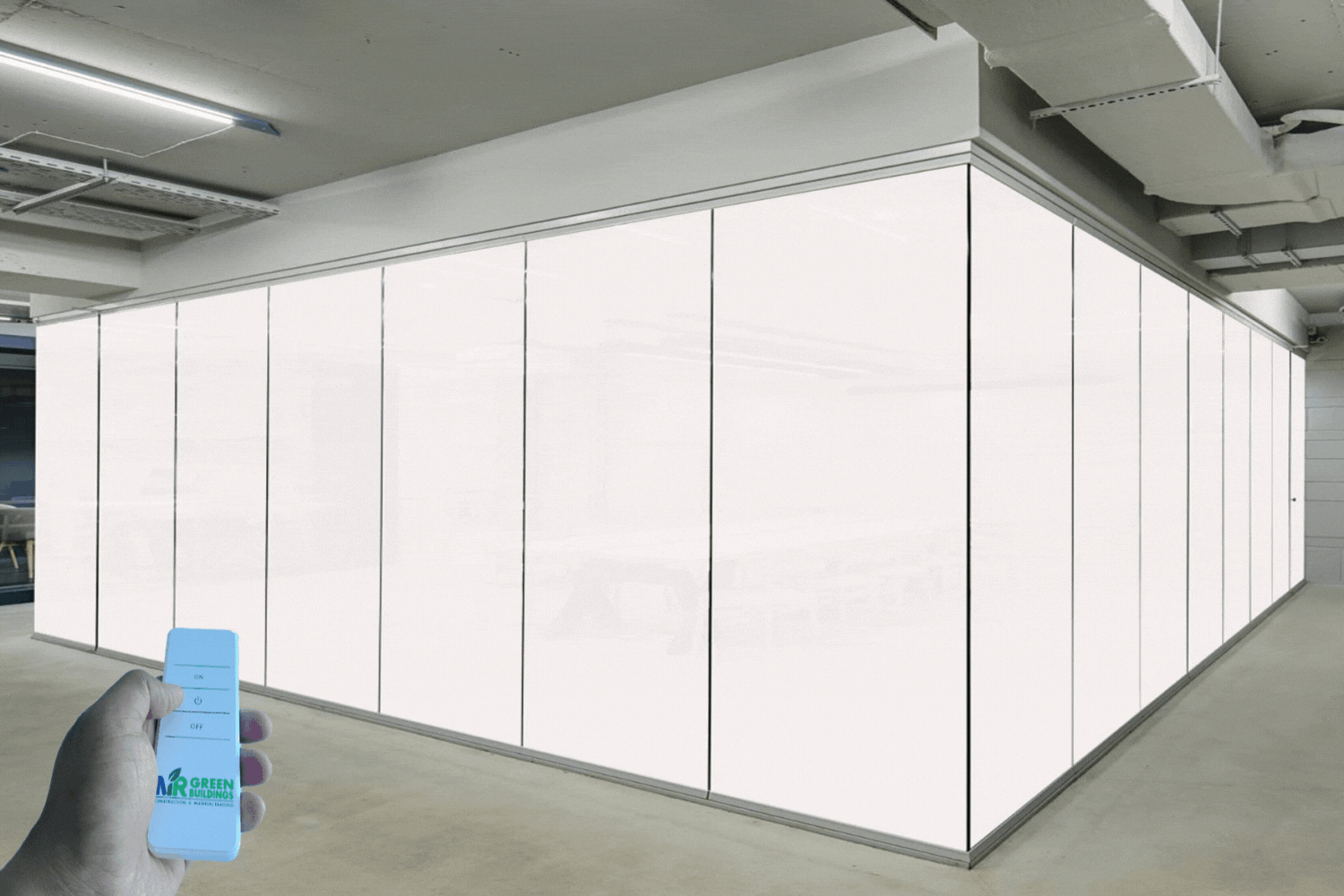 Smart Glass Film Transition Inside Office Cabin Environment