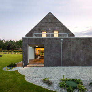 Concrete Worked Charcoal Facade Application