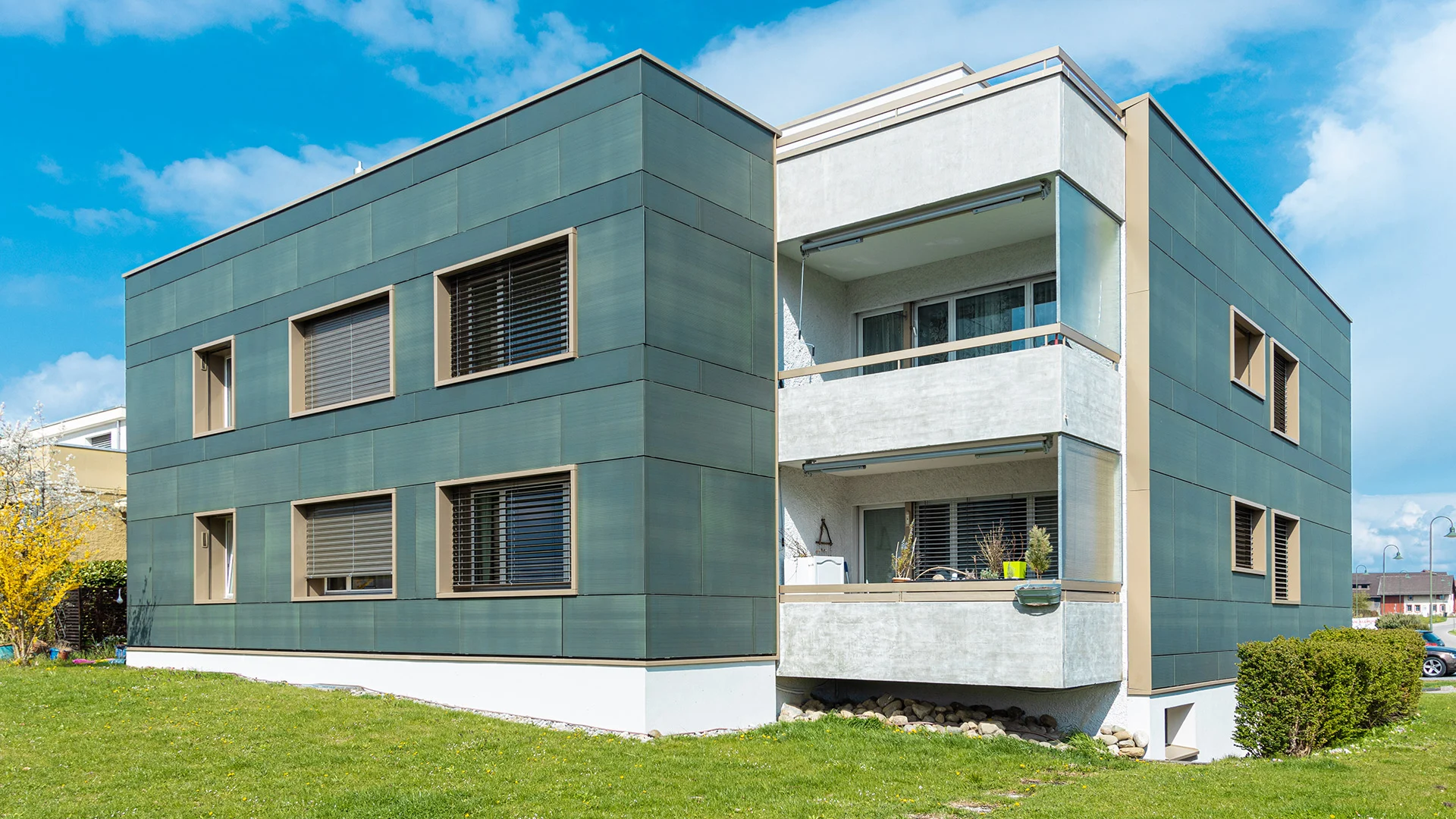 High-performance architectural project delivered by MIR Green Buildings featuring an engineered ventilated facade system
